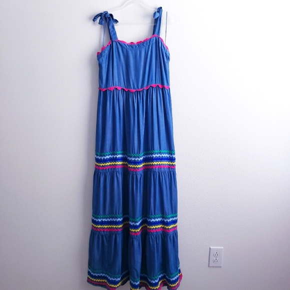 Crown & Ivy Sleeveless Tiered Ric Rac Spring Maxi Dress L Large - Picture 2 of 9